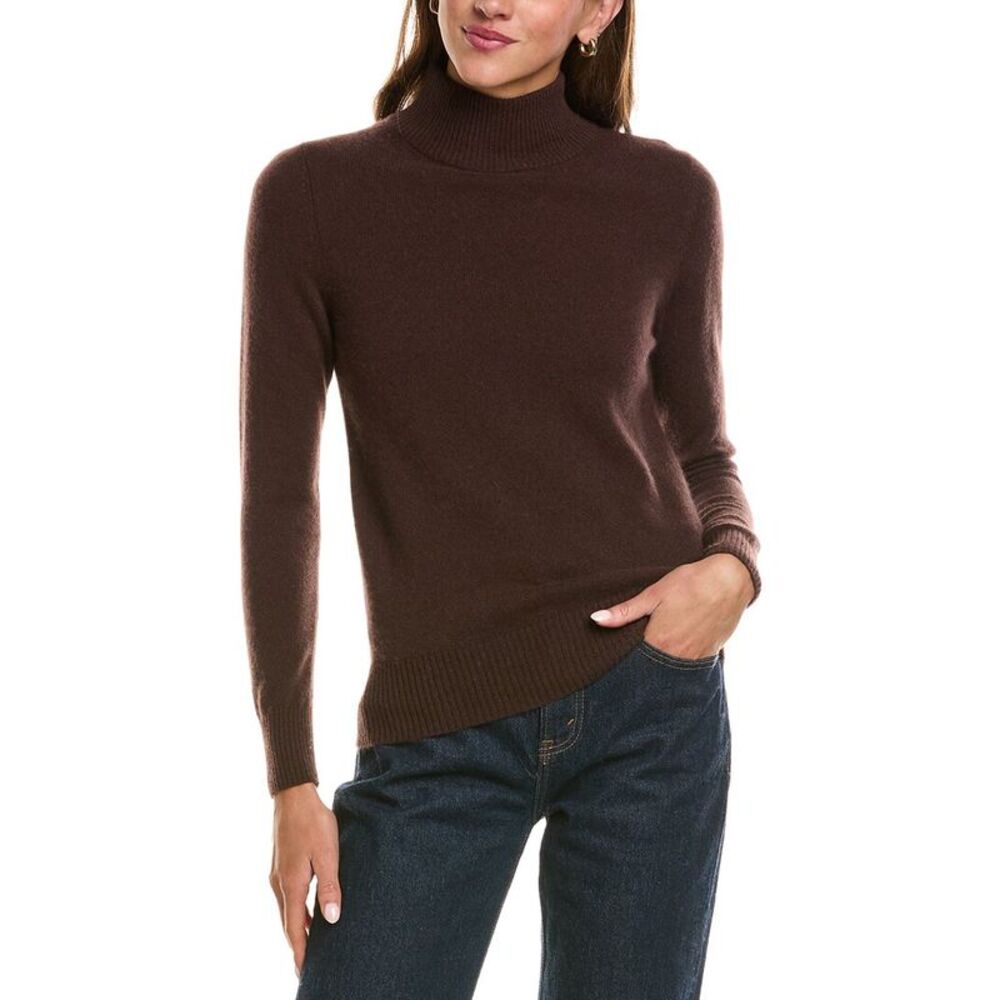 Incashmere Womens Basic Mock Neck 100% Cashmere Sweater, Brown